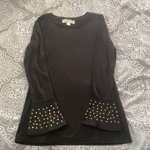 Long sleeve black shirt with studded sleeves